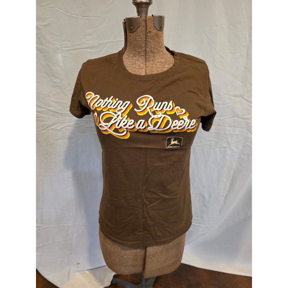 John Deere Graphic Tee Brown Retro Slogan Short Sleeve W19 L26 Large